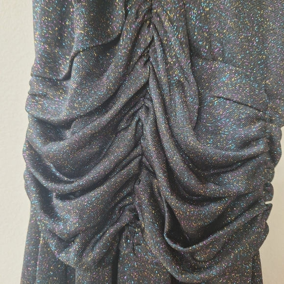 BCBG MAXAZRIA Womens Black Rainbow Sparkle Long Halter Dress. Size S - Picture 7 of 10